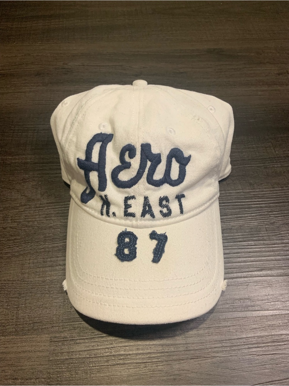 Aeropostale White Cap with Navy 'Aero' Embroidery
